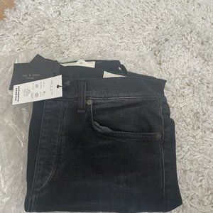 Rag & Bone - Fit 1 - Ashland Skinny Fit Worn Black Stretch Jean - 33 x 32